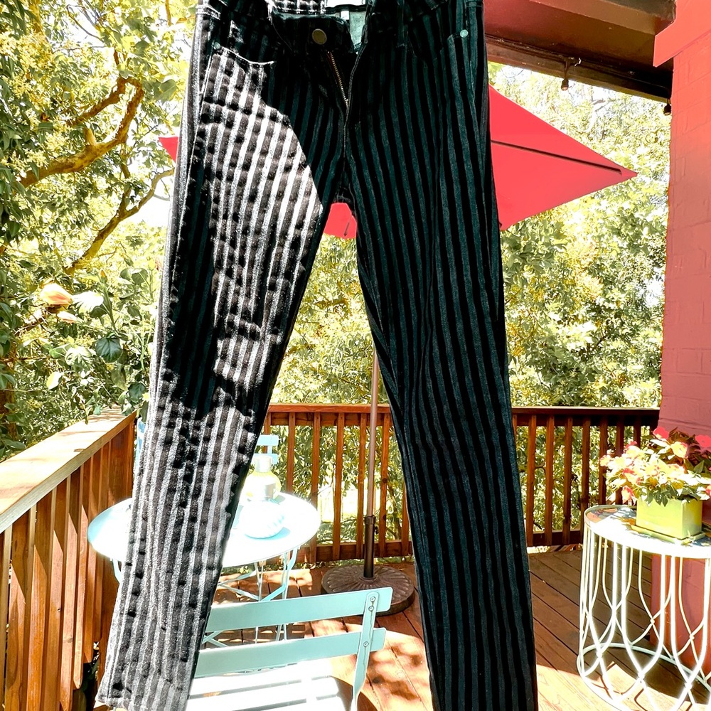 PAIGE Black Striped Skinny Jeans